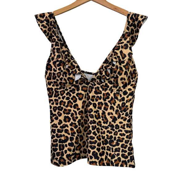 Beachsissi Animal Print Tankini Swimsuit Top NEW XL Cheetah Bathingsuit - Picture 1 of 4